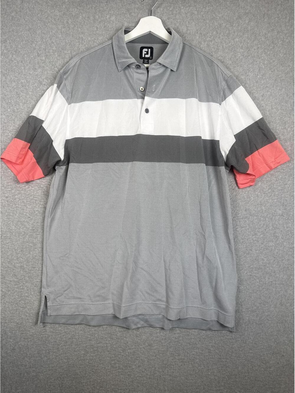 Footjoy FJ Men's Size Large Gray Short Sleeve Performance Polo Shirt Golf